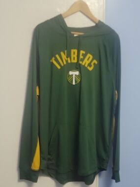 Men's Green Timbers Zip-Up Hoodie with Yellow Accents